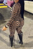 Black Sexy Print Patchwork See-through Backless Half A Turtleneck Sleeveless Two Pieces
