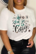 White Casual Street Print Patchwork Letter O Neck T-Shirts