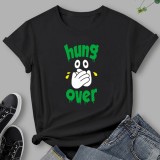 White Casual Print Basic O Neck T-Shirts