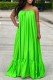 Green Sexy Casual Solid Backless Spaghetti Strap Long Dress Dresses