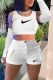 White Casual Street Print Patchwork O Neck Three Quarter Three Pieces