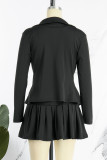 Watermelon Red Casual Solid Patchwork Zipper Long Sleeve Three Pieces