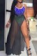 Blue Sexy Print Letter Swimwears