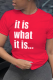 Red Daily Print Patchwork O Neck T-Shirts