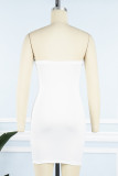Pink Sexy Casual Solid Backless Strapless Sleeveless Dress Dresses