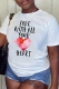 White Casual Street Print Patchwork Letter O Neck T-Shirts