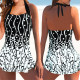 Black White Casual Print Patchwork Swimwears