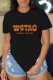 Black Casual Letter Print Basic O Neck T-Shirts