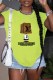 Light Green Street Print Letter O Neck T-Shirts