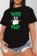 Black Casual Print Basic O Neck T-Shirts