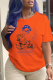 Orange Street Simplicity Print Skull Patchwork O Neck T-Shirts