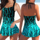 Lake Blue Casual Print Patchwork Swimwears