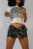 Rose Red Sexy Street Solid Patchwork Regular Low Waist Solid Color Bottoms