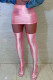 Pink Sexy Casual Solid Basic Skinny High Waist Conventional Solid Color Skirt (With Socks)