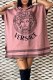 Pink Casual Figure Print Patchwork Hooded Collar Straight Dresses