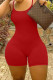 Red Sexy Casual Solid Basic O Neck Skinny Sling Romper