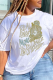 White Casual Daily Print Patchwork Letter O Neck T-Shirts