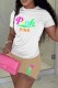 Khaki Casual Print Letter O Neck Plus Size Two Pieces