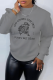 Grey Street Print Skull Patchwork O Neck Tops