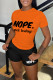 Orange Casual Daily Letter Print Basic O Neck Short Sleeve Two Pieces