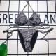 Black Sexy Print Bandage Letter Swimwears