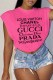 Rose Red Casual Street Print Letter O Neck T-Shirts
