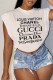 White Casual Street Print Letter O Neck T-Shirts