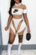 White Sexy Print Patchwork Letter O Neck Rompers