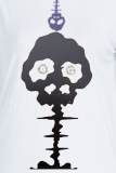 Grey Casual Street Skull Patchwork O Neck T-Shirts