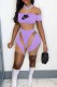 Purple Sexy Print Patchwork Letter O Neck Rompers