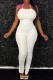 White Casual Solid Bandage Backless Halter Skinny Jumpsuits