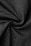 Black Sexy Solid Patchwork Zipper Mandarin Collar Sleeveless Two Pieces