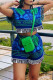 Blue Casual Print Tassel Patchwork O Neck Short Sleeve Two Pieces