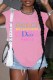 Pink Casual Street Print Slit Letter O Neck T-Shirts