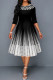 Grey Casual Print Patchwork O Neck A Line Dresses