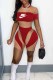 Red Sexy Print Patchwork Letter O Neck Rompers
