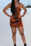 Camouflage Sexy Print Camouflage Print Patchwork U Neck Dresses