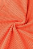 Orange Casual Solid Hollowed Out Patchwork Half A Turtleneck Sleeveless Two Pieces