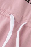 Pink Casual Letter Print Basic O Neck Short Sleeve Dress