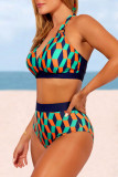 Colour Sexy Print Patchwork Swimwears