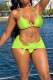 Fluorescent Green Sexy Solid Bandage Patchwork Asymmetrical 3 Piece Sets