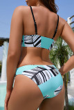 Sky Blue Sexy Print Patchwork 3 Piece Sets