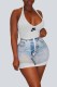 White Sexy Print Patchwork Backless U Neck One Step Skirt Dresses