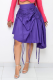Purple Casual Solid Draw String Fold Regular High Waist Type A Solid Color Bottoms
