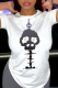 White Casual Street Skull Patchwork O Neck T-Shirts