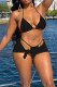 Black Sexy Solid Bandage Patchwork Asymmetrical 3 Piece Sets