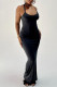 Black Sexy Solid Patchwork Spaghetti Strap One Step Skirt Dresses