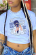 White Street Vintage Print Patchwork O Neck T-Shirts