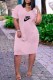 Pink Casual Print Letter V Neck Straight Dresses