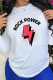 White Casual Street Print Patchwork Letter O Neck Tops